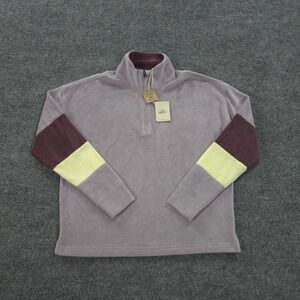 Faherty Sweatshirt Womens Small Purple Cabana Towel Terry Quarter Zip Preppy